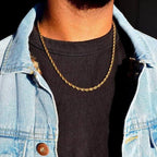 Vnox 3mm/5mm Cuban Chain Necklace for Men,Twisted Rope Links Collar,Stacked Stainless Steel Simple Basic Classic Unisex Necklace