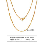 Two-Tone Round Box Chain Necklace — Stainless Steel