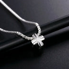 Silver Cross Charm Box Chain Necklace — 18 Inch