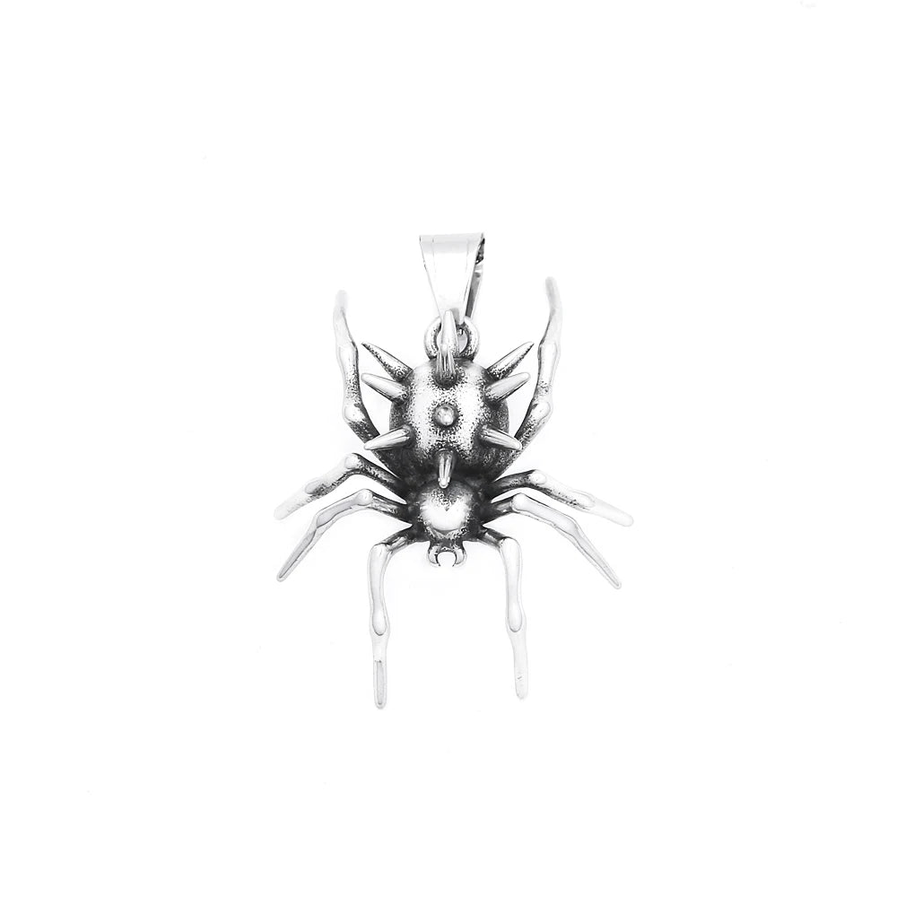 Gothic Vintage Stainless Steel Spider Pendant Fashion Punk Unique Animal Necklaces For Men Women Party Jewelry