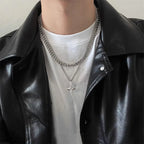 Personalized Punk Cross Star Chain Double Layer Necklace For Men Women Y2K Fashion Trend Rock Party Grunge EMO