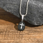Small Natrual Stone Necklaces for Men Boys,Black Stone Stainless Steel Pendant Necklace,Hip Hop Stylish Jewelry Gifts