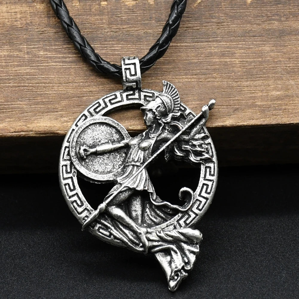 1pcs Warrior Goddess Minerva Necklace Greek Mythology Men's Necklace Roman Jewelry Men's Pendant Jewelry