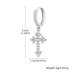 Classic Texture Cross Pendant Earrings for Men, Stainless Steel Jesus Drop Dangle Earrings, Unique Religious Ear Jewelry Gifts