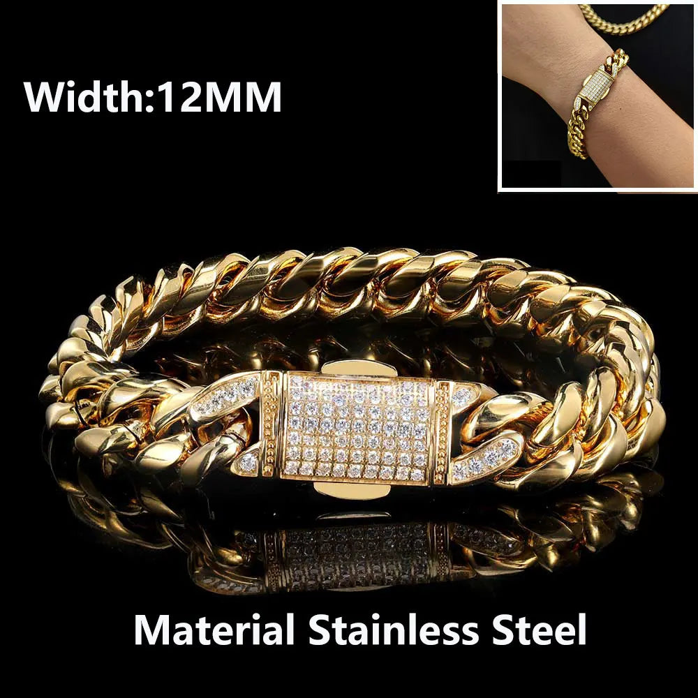 Black Cuban Bracelet Stainless Steel 12MM PVD