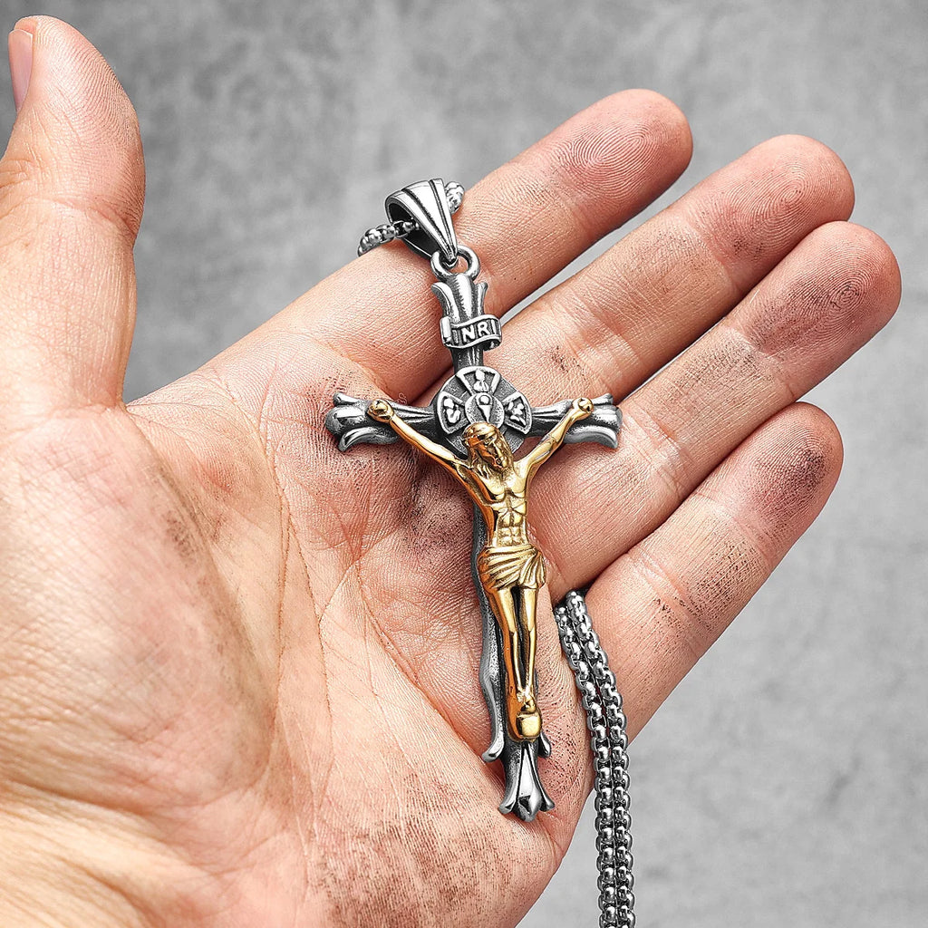 INRI Jesus Cross Pendant Necklace — Stainless Steel