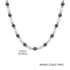 Hematite Pearl Bead Necklace — Stainless