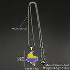 Colombia Map Flag Pendant Necklace For Women Men Stainless Steel Gold Color South America Country Nation Art Male Jewelry Gifts