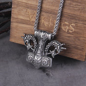 Valknut Thor's Hammer Viking Box Stainless Steel Necklace Pendant