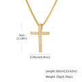 Hip Hop Cool AAA Cubic Zircon Cross Necklace for Men, Stainless Steel Chain Vintage Cross Pendant, Religious Punk Jewelry