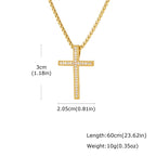 Hip Hop Cool AAA Cubic Zircon Cross Necklace for Men, Stainless Steel Chain Vintage Cross Pendant, Religious Punk Jewelry