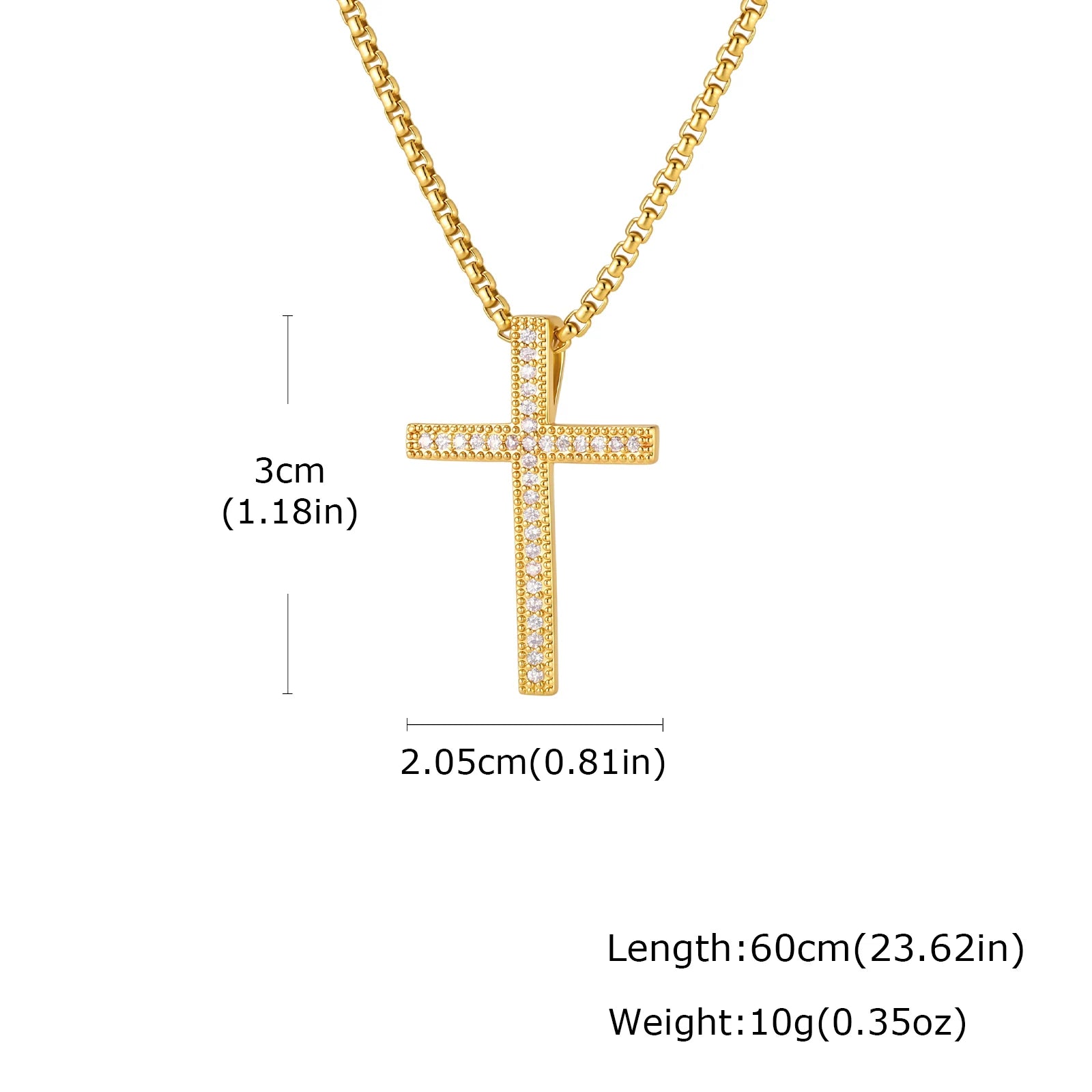 Hip Hop Cool AAA Cubic Zircon Cross Necklace for Men, Stainless Steel Chain Vintage Cross Pendant, Religious Punk Jewelry