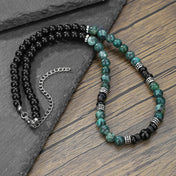 Ethnic Beaded Surfer Necklace — Black