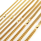Gold Stainless Steel Cuban Chain Necklace 4-8MM