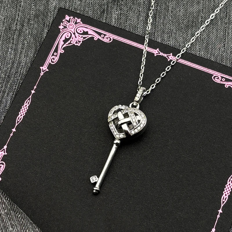 Heart Celtic Silver Pendant Sterling Key Shape
