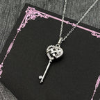 Heart Celtic Silver Pendant Sterling Key Shape