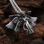 Angel Wings Steel Pendant Vintage Praying Hand