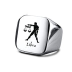 Vnox 18mm Signet Ring For Men Women, The Zodiac 12 Horoscope Constellation Sign Finger Band, Stainless Steel Aries Punk
