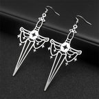 Cross Jesus Silver Earrings Goth Sword Star Hoop