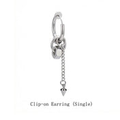 Silver Chain Spike Dangle Earrings Stainless Steel