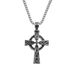 Mens Irish Celtic Knot Cross Pendant Necklace Stainless Steel Nordic Viking Necklace Ancient Talisman Pendant Jewelry