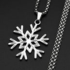 Hollow Snowflake Pendant Necklace For Women Men Stainless Steel Gold Color Fashion Winter Chain Jewelry Minimalist Gift