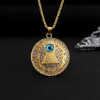 Iced Out Eye of Horus Pyramid Pendant Necklace — Gold-Tone
