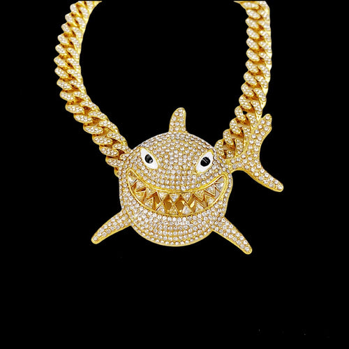 13mm Iced Out Shark Cuban Necklace — Steel