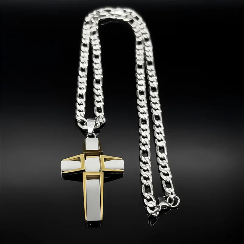 Gothic Cross Silver Pendant Punk Party Collar