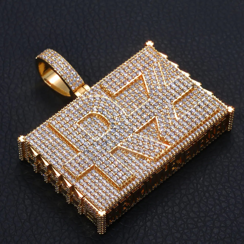 Iced Out Letter Pendant Square 2-Inch