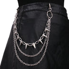 Punk Spike Rivet Layered Metal Chain Keychains For Men Women Pants Jeans Biker Gothic Rock Belt Chains Jewelry Accessories Gift