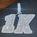 Custom Ice Number Word Pendant Chain Icy Baguettecz Letter Necklace Solid Back Laser Engraving Personalized His Birthday Gifts