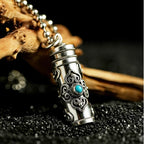 Ethnic Style Relief Vajra Pestle Necklace For Men Jewelry Blessing Gau Buddhist Scripture Box Pendant Male Choker