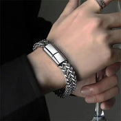 Chic and Masculine Double-layer Titanium Steel Bracelet for Streetwear Fashion Wholesale