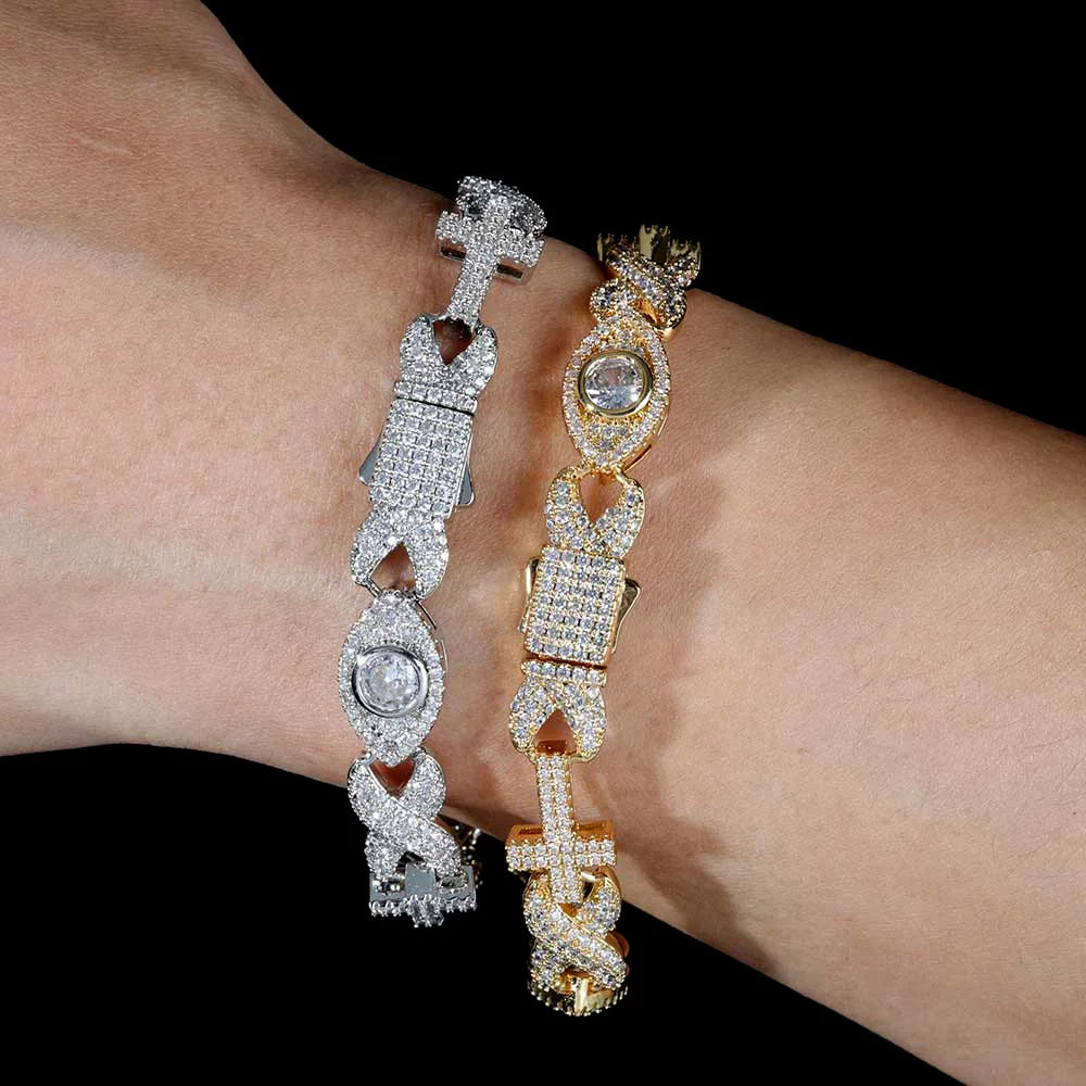 Cross Chain Necklace Iced Out Eye CZ Diamond