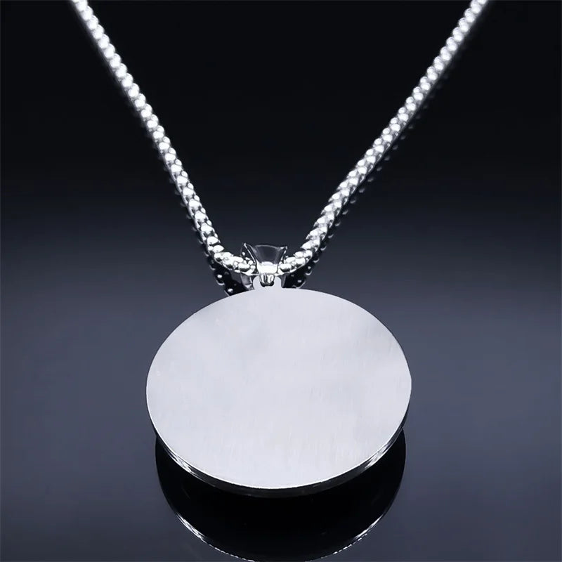 Seal of Seven Archangels Medal Stainless Steel Glass Necklace Seal of Solomon Talisman Necklace Protection Jewelry