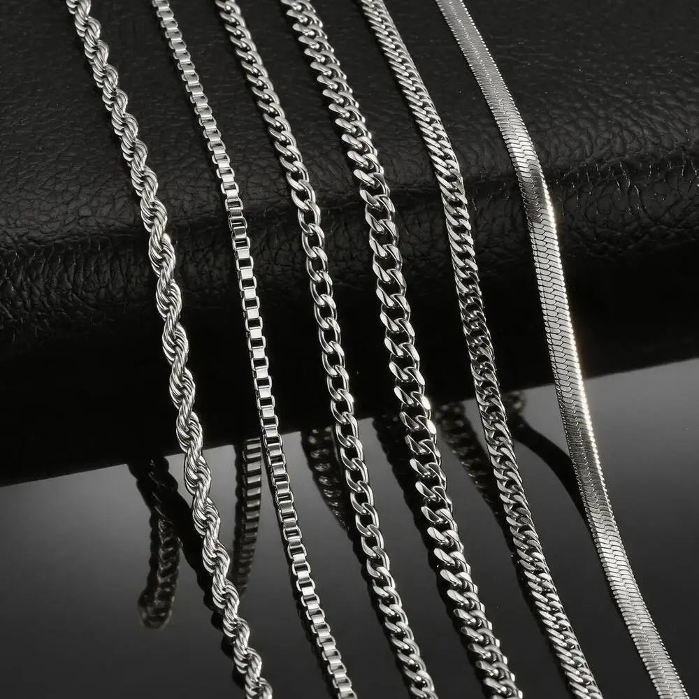 Braided Link Chain Choker Necklace — Stainless Steel