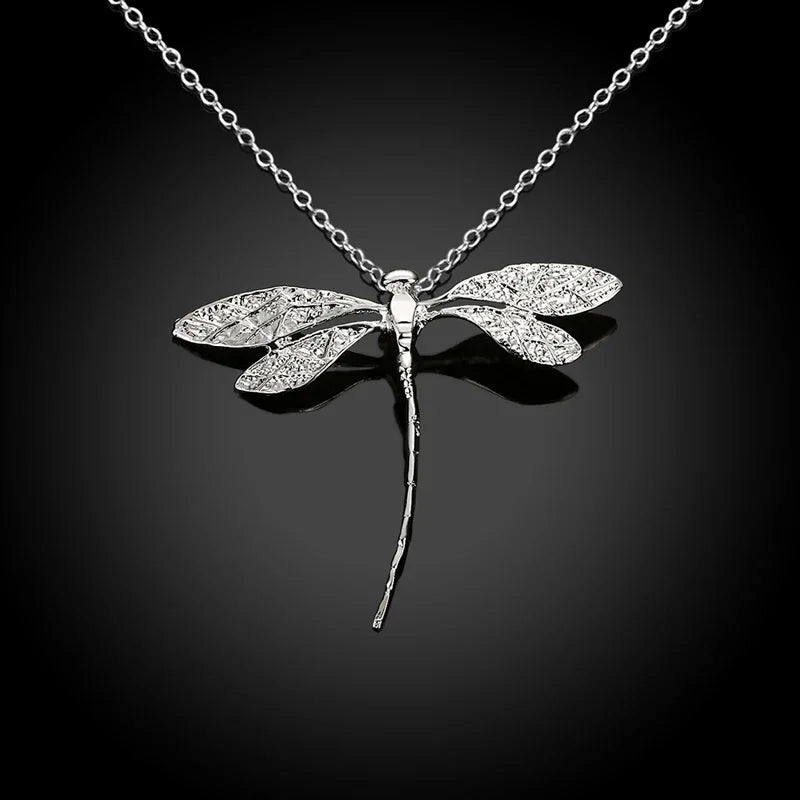Hot Charms 925 sterling Silver pretty Dragonfly Pendants Necklaces For Women wedding party Fashion Jewelry Valentine's Day Gifts