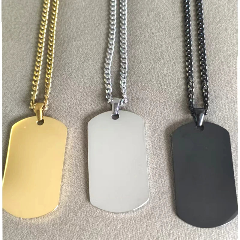 10pcs Dog Tag Necklaces for Men Boys, Military Dogtags Pendant,Black Silver Color Stainless Steel Collar Gift for Him