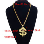 Fashion 18K Golden Plated Hip Hop Rock Necklace Stainless Steel US Dollar Money Sign Pendant Necklace Mens Women Jewellery Gift