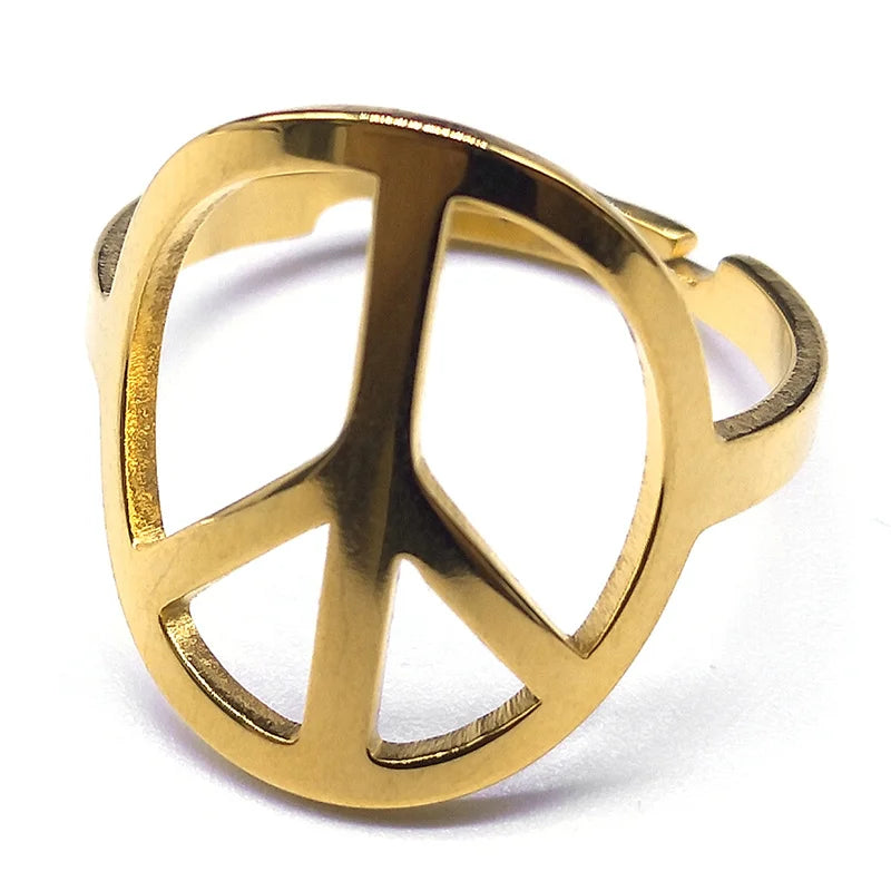 Peace Symbol Silver Ring — Stainless Steel
