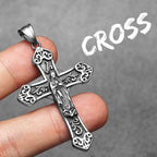 Cross Virgin Mary Pendant Necklace Stainless Steel