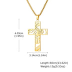 Catholic Jesus Cross Pendant Necklace for Men Women Stainless Steel Long Chain Vintage Necklaces Waterproof Christian Jewelry