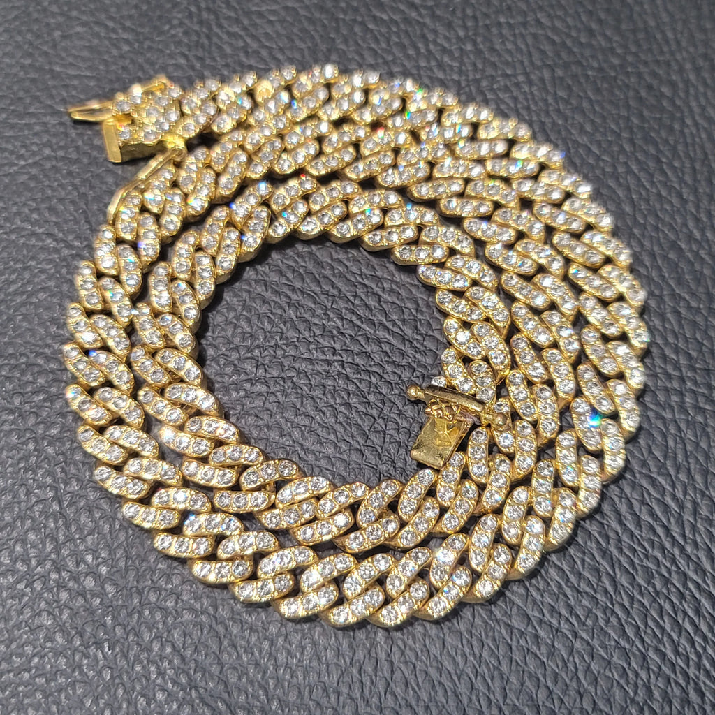Fashion Hip Hop Miami Cuban Necklace Chain Full Diamonds 9mm 12mm 15mm 20mm 24mm Pendant Chains Long Buckle Closure Jewelry Gift