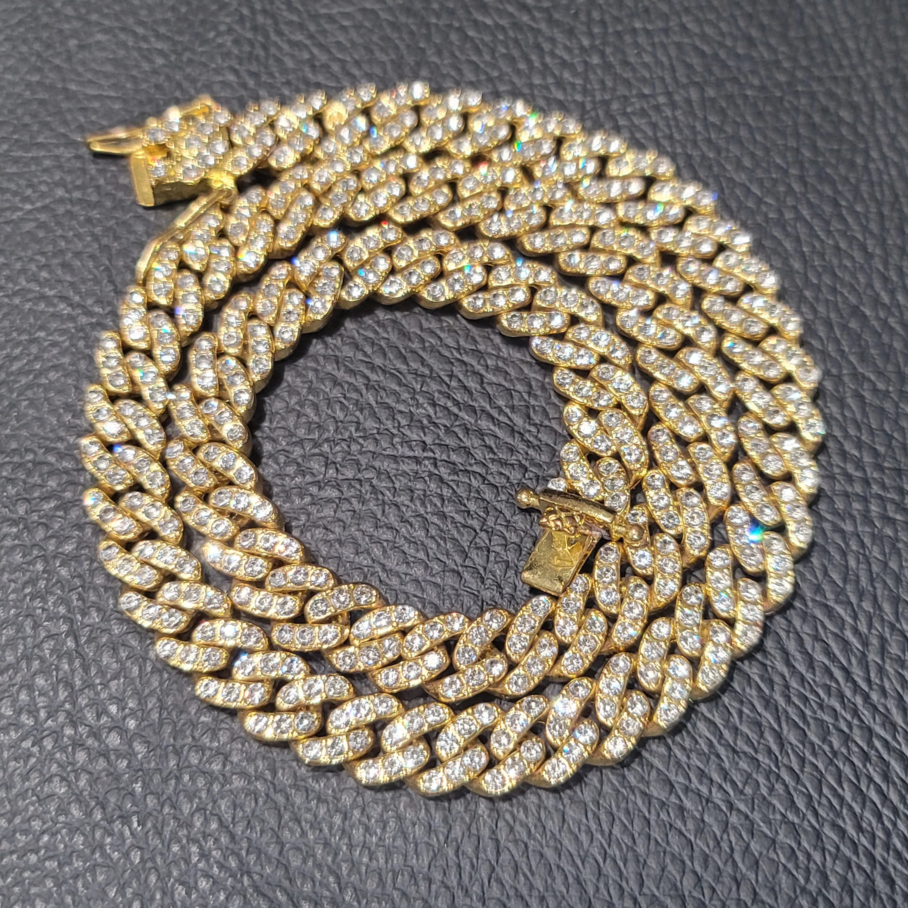 Fashion Hip Hop Miami Cuban Necklace Chain Full Diamonds 9mm 12mm 15mm 20mm 24mm Pendant Chains Long Buckle Closure Jewelry Gift