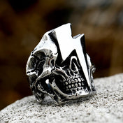 2022 New Stainless Steel Lightning Skull Ring For Men Punk Rock Gothic Punk Metal Rock Biker Jewelry Accessories