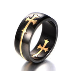 Gold Silver Color Cross Ring for Women Men Black Stainless Steel Cool Ring Male Casual Charm Jewelry Wedding Band Separable Ring