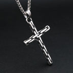 Unique Vintage Creative Cross Pendant Necklaces For Men Stainless Steel Gothic Hip Hop Chained Cross Necklace Biker