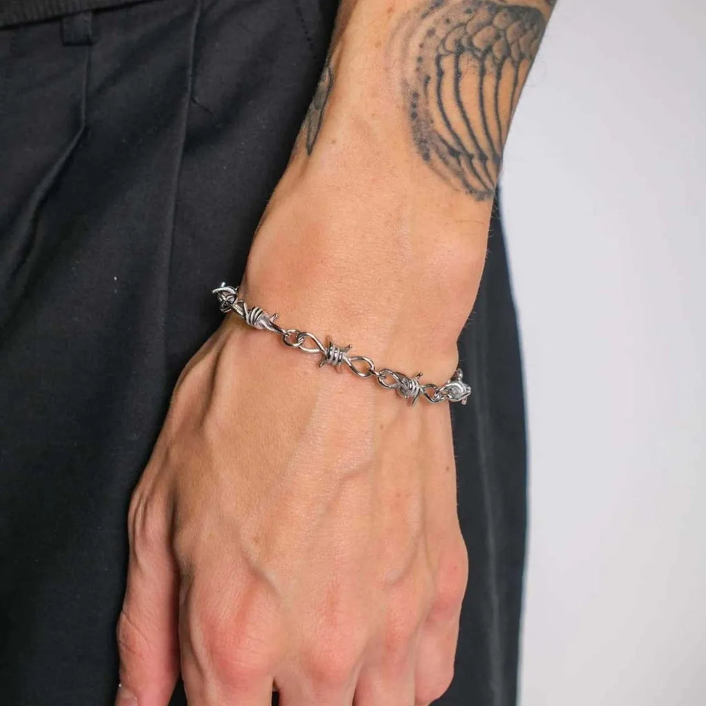 Gothic Barbed Wire Adjustable Cuban Link Bracelet