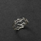 Fashion Goth Double Layer Rose Couple Rings for Men Women Retro Opening Stainless Steel Thorns Punk Finger Ring Jewelry